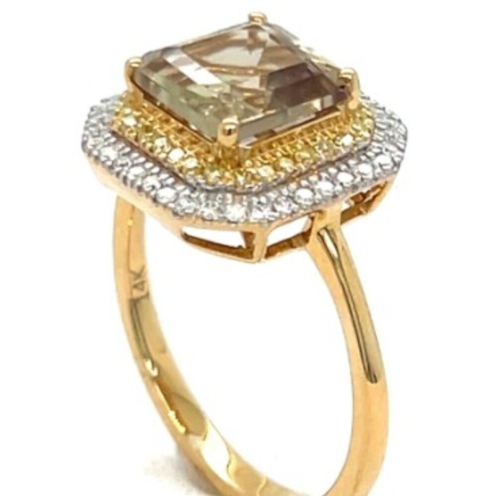 OFFER $1100 TO WIN THIS RINGFancy Diamond Citrine Three Tiered Engagement Ring - Picture 4 of 6